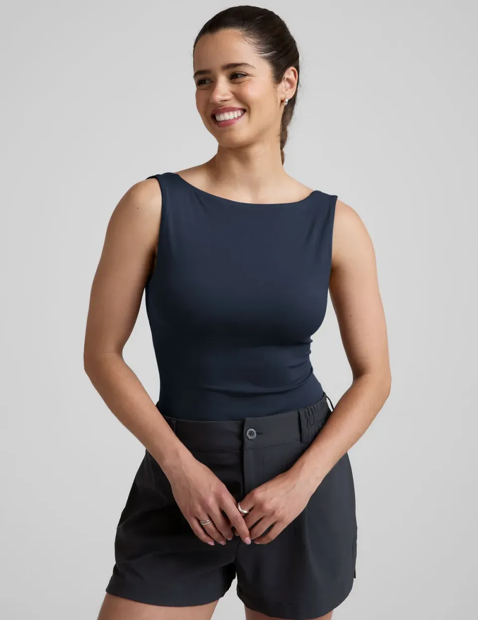 Beyond Yoga Eclipse Open Back Tank linne Nocturnal Navy blå