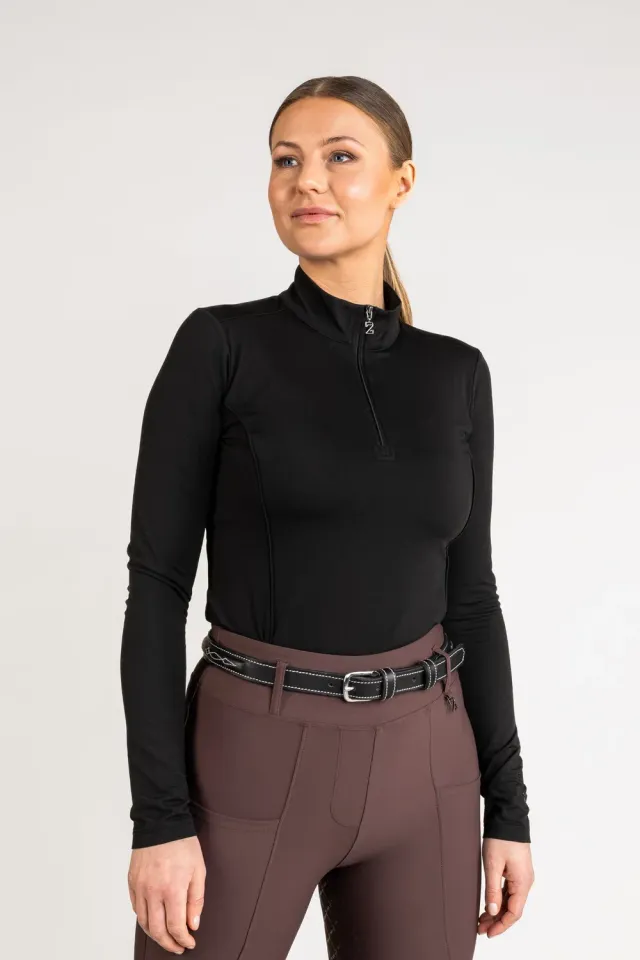 ZacZess Valencia Black base layer ridtröja svart halvzip