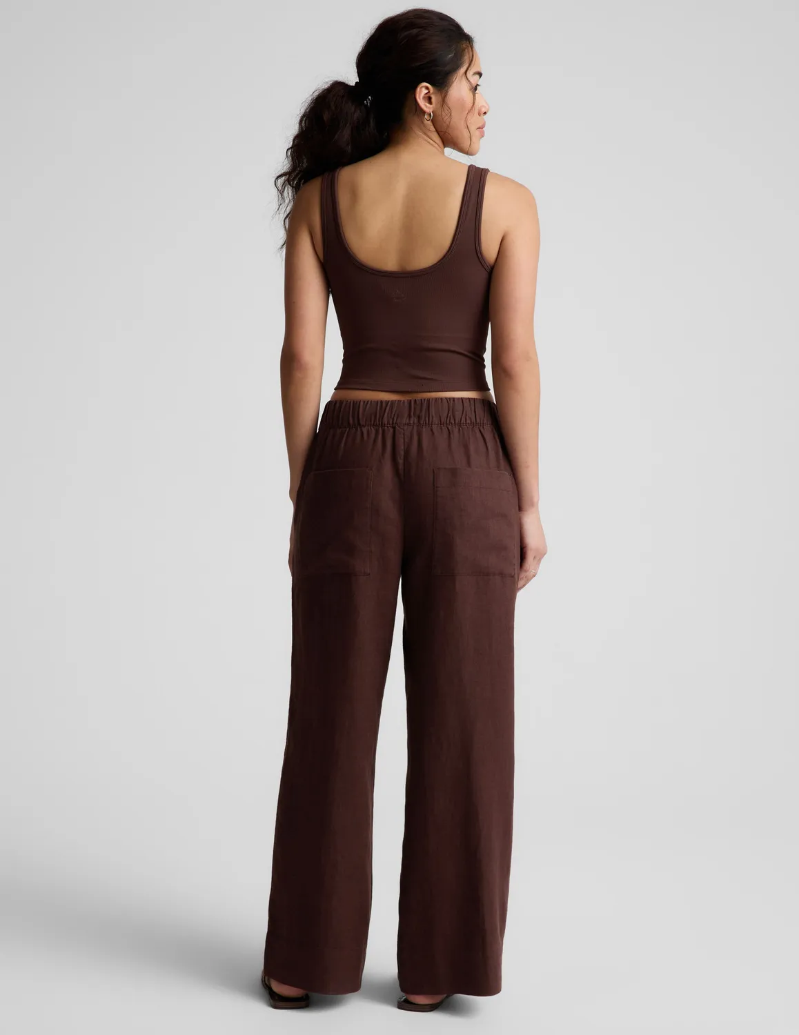 Beyond Yoga SoftWash Linen Easy Wide Leg Pant 31 Iced Mocha