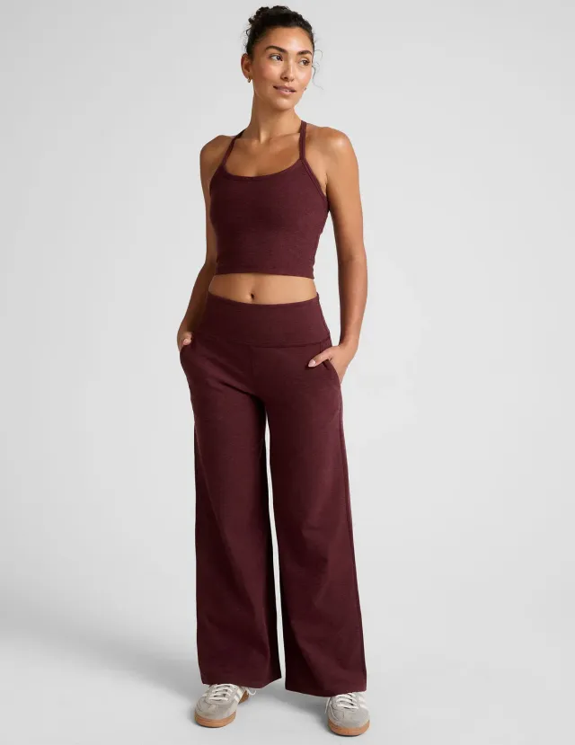 Beyond Yoga Spacedye Laid Back Wide Leg Pant 29" träningsbyxor Burgundy vida