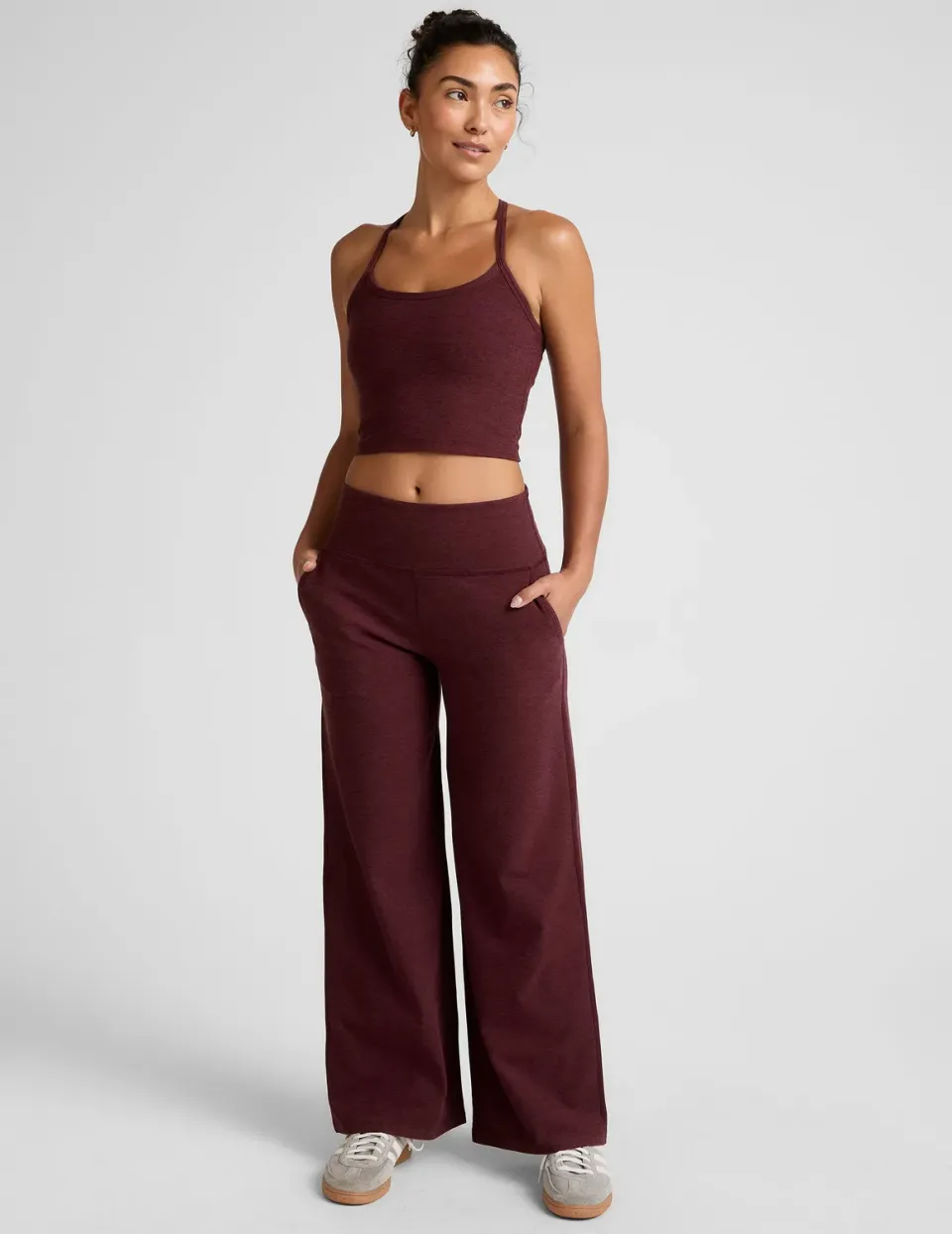 Beyond Yoga Spacedye Laid Back Wide Leg Pant 29" träningsbyxor Burgundy vida