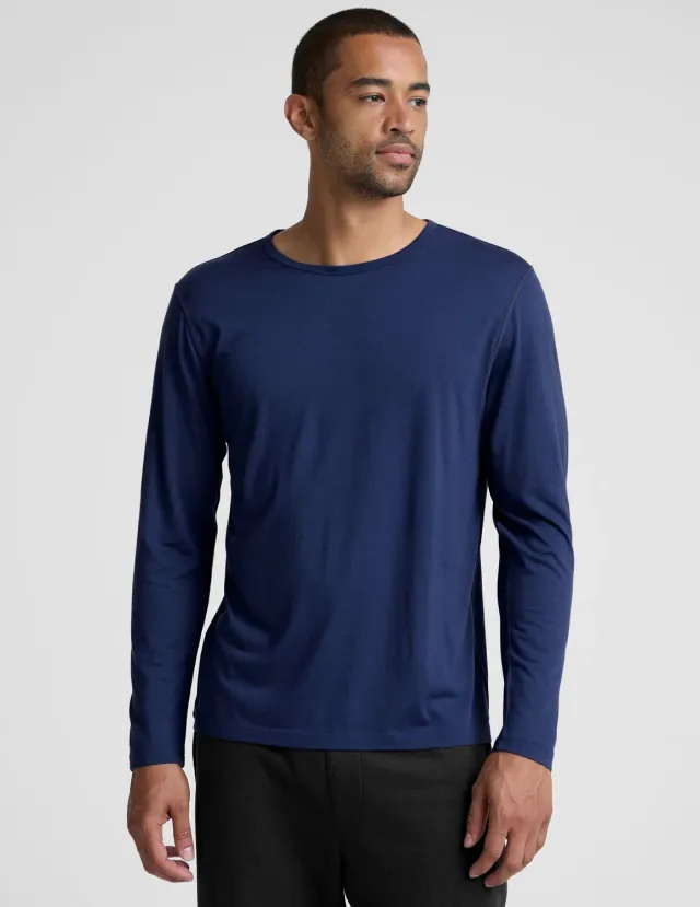 Beyond Yoga Merino Wool Men's Long Sleeve Crew tröja Dark Cobalt