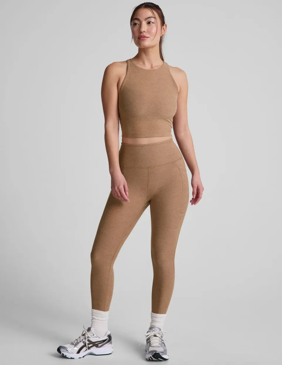 Beyond Yoga Spacedye Out Of Pocket High Waisted Capri Legging 26" leggings Desert Sand Heather