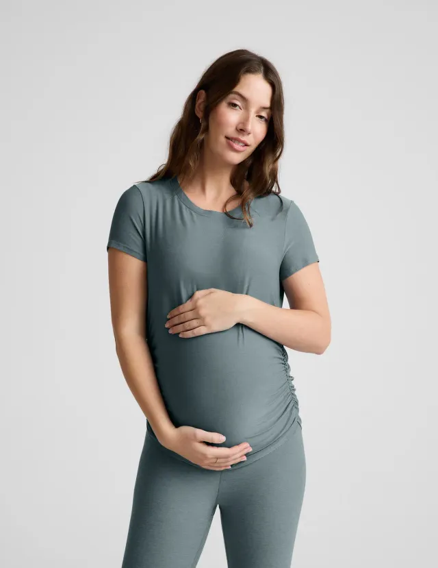 Beyond Yoga Featherweight One & Only Maternity Tee t-shirt Storm Heather