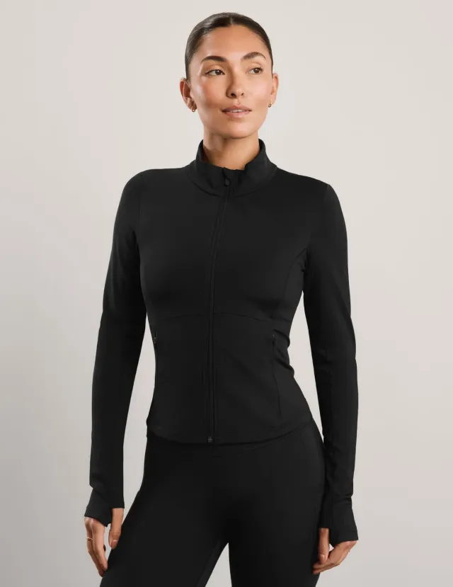 Beyond Yoga Pacer Fleece-Backed jacka dam svart
