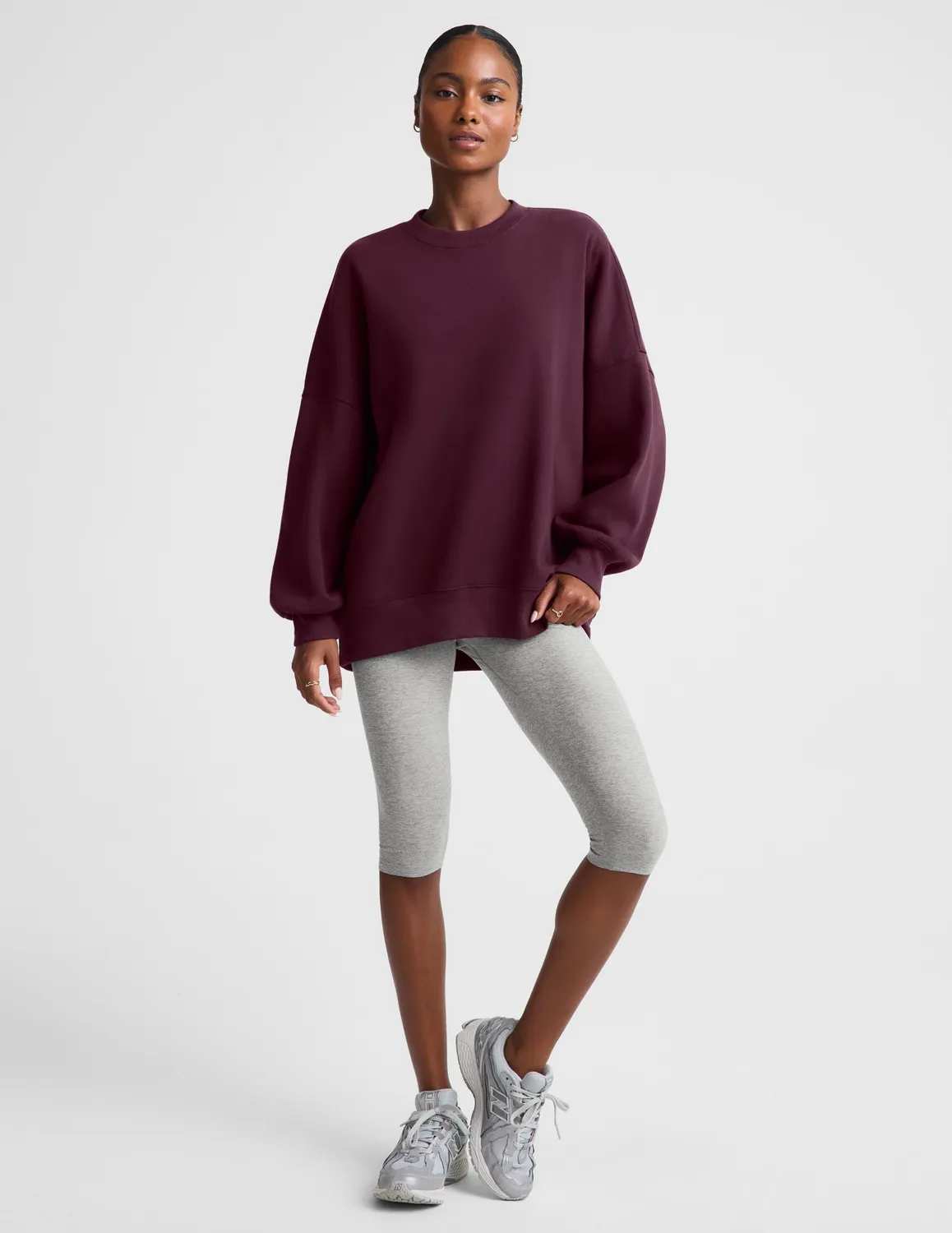Beyond Yoga LuxeFleece 2.0 Oversized Crewneck sweatshirt Cabernet bomull