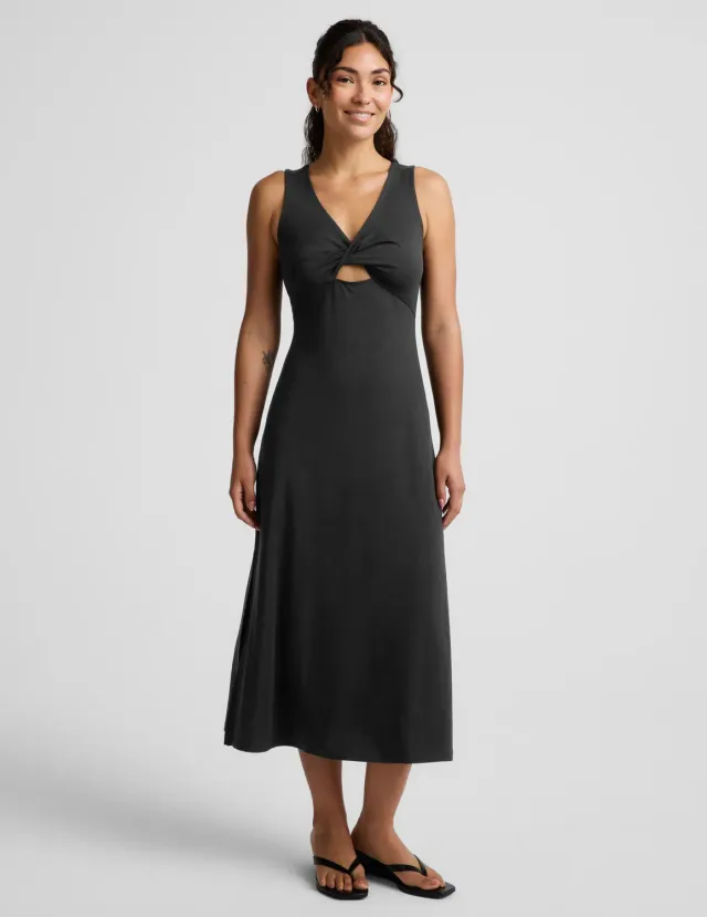 Beyond Yoga Twist Cutout midiklänning Svart stretch