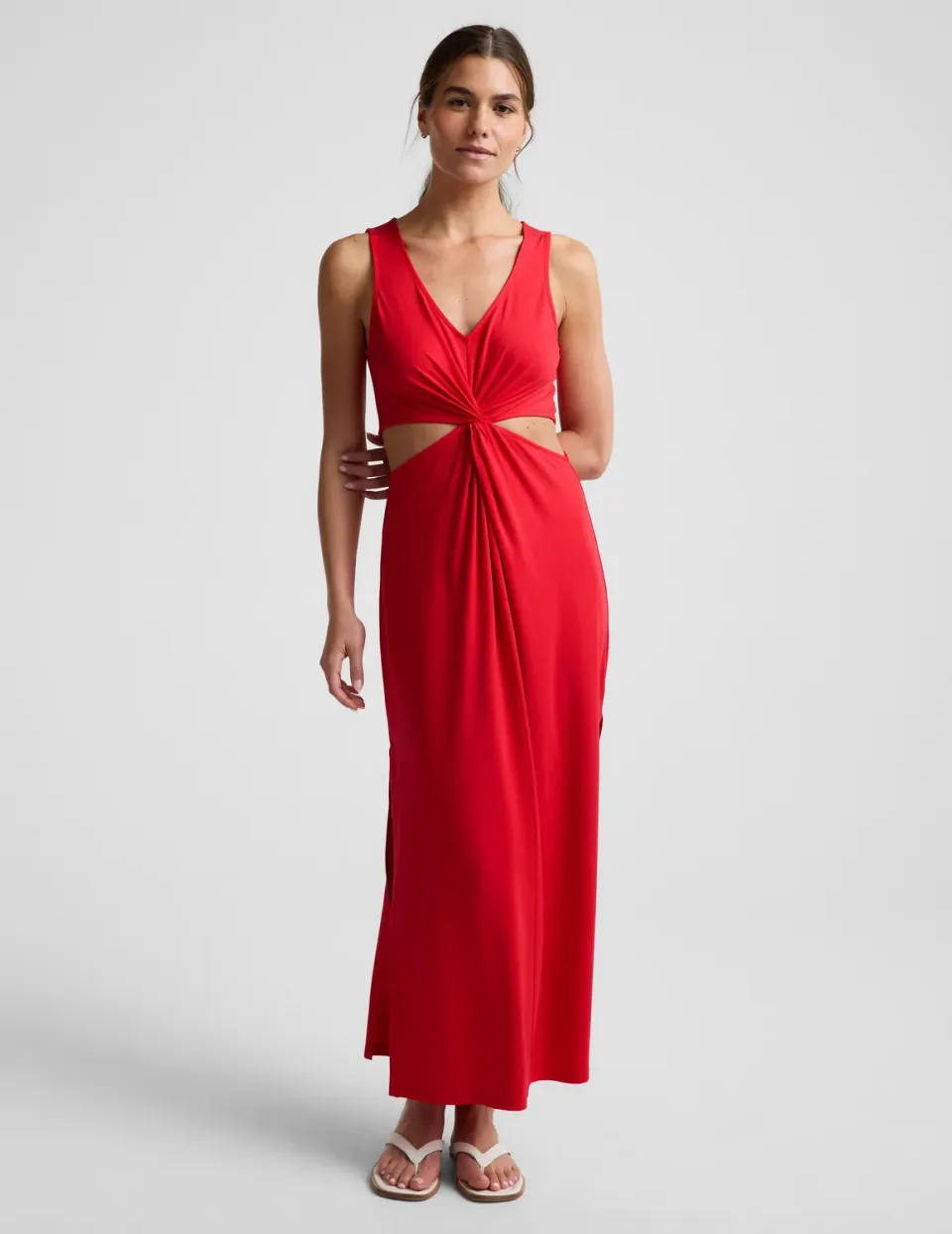 Beyond Yoga Around The World Front Twist Maxi klänning Candy Apple Red