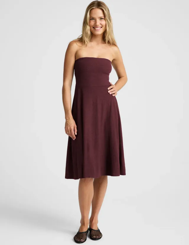Beyond Yoga Featherweight Strapless klänning Midnight Burgundy Heather bh