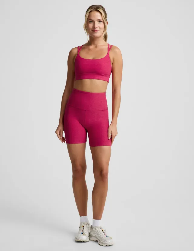 Beyond Yoga Spacedye Keep Pace 5" bikershorts Berry Red röd melerad