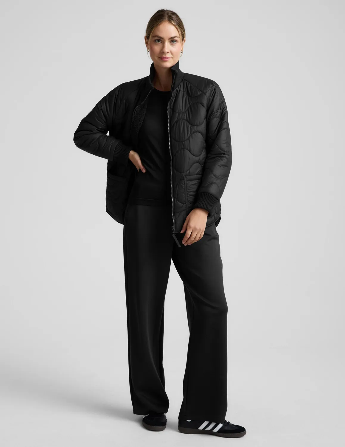 Beyond Yoga 2-Way Quilted Jacket vändbar jacka svart