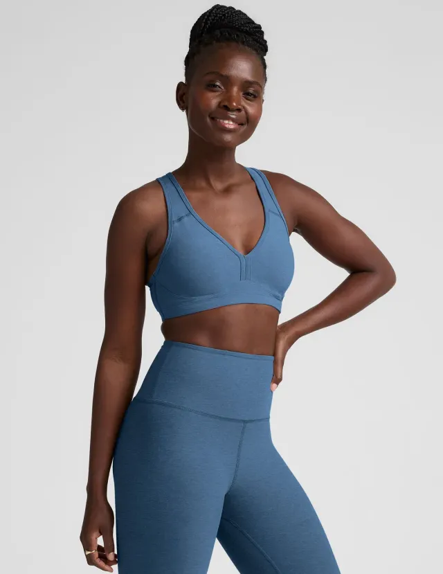 Beyond Yoga Spacedye Lift Your Spirits sportbh Washed Denim 1X-4X