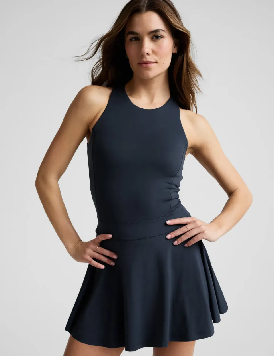 Beyond Yoga Ace Active Dress träningsklänning Nocturnal Navy inbyggd bh