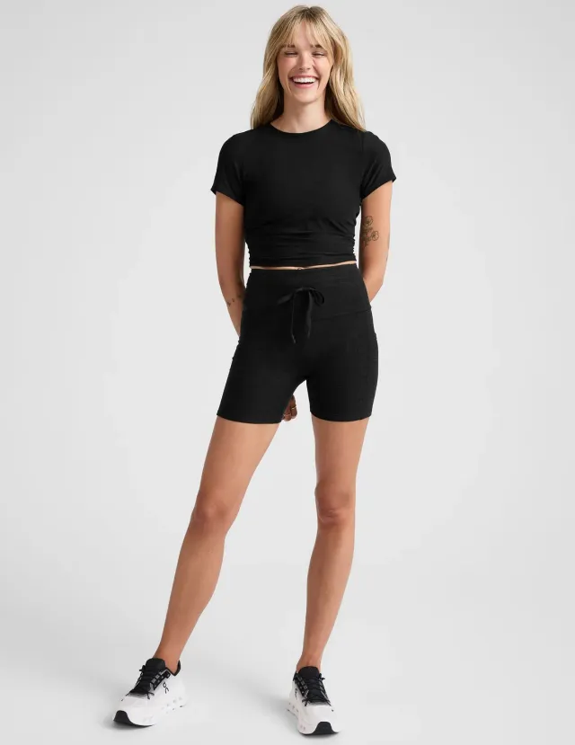 Beyond Yoga Spacedye Go Pocket 5" Short shorts Darkest Night fickor
