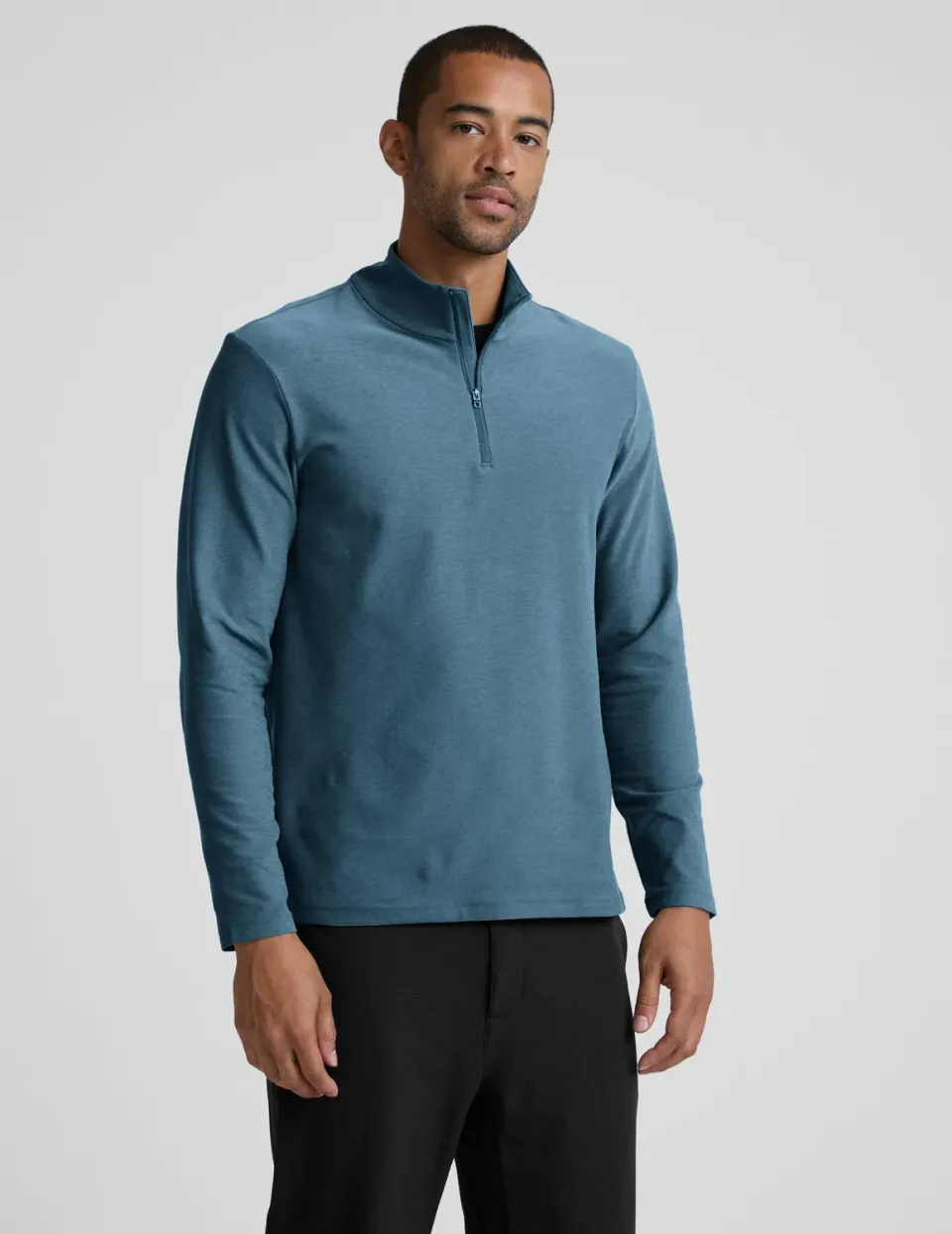Beyond Yoga Spacedye Terrain Quarter Zip tröja Vintage Denim Blue Heather