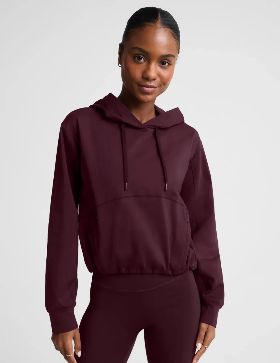 Beyond Yoga Pacer Fleece-Backed Hoodie huvtröja Cabernet borstad