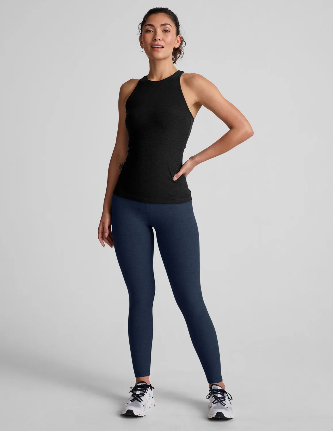 Beyond Yoga Spacedye Refocus Tank linne Darkest Night med bh