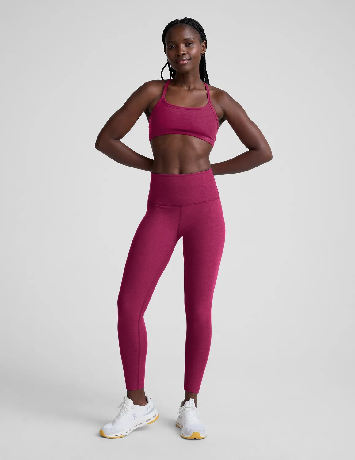 Beyond Yoga Spacedye Slim Racerback Bra bh Sangria Heather mellanstöd