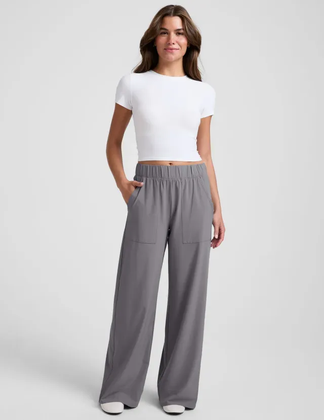 Beyond Yoga Easy Wide Leg Pant 31" byxor Cloud Gray ljusgrå
