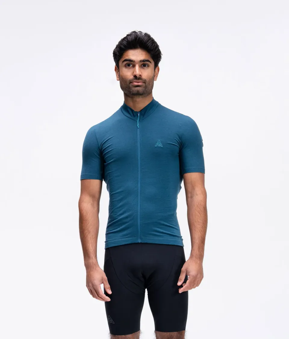 7MESH Ashlu Merino Short Sleeve cykeltröja Deep Sea merino