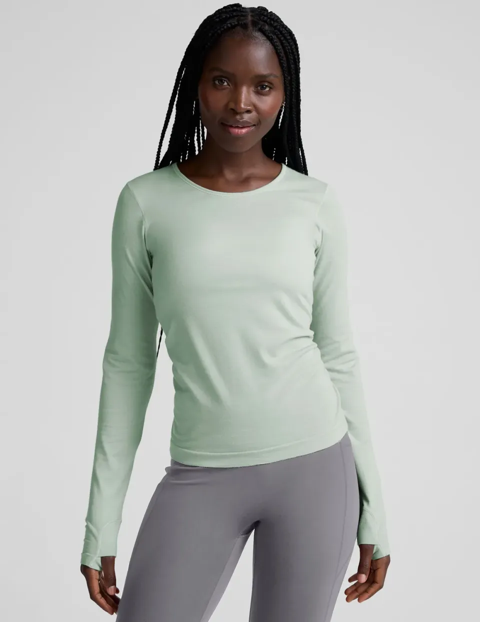 Beyond Yoga LuxeKnit Merino Wool Crewneck ulltröja Mist Spray med tumhål