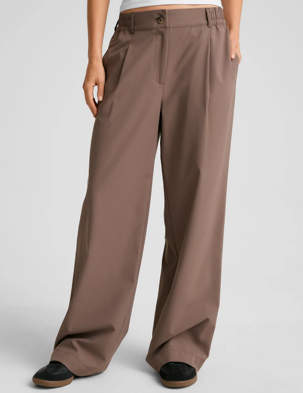 Beyond Yoga Status Wide Leg Trouser 31" kostymbyxa Khaki 31 tum