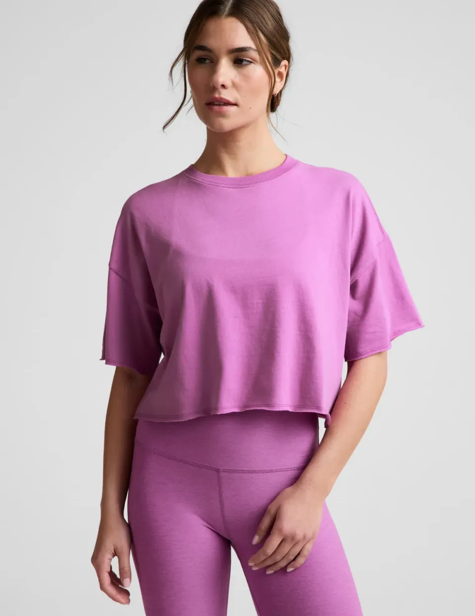 Beyond Yoga SoftKnit Better Than Ever Cropped t-shirt fun fuchsia