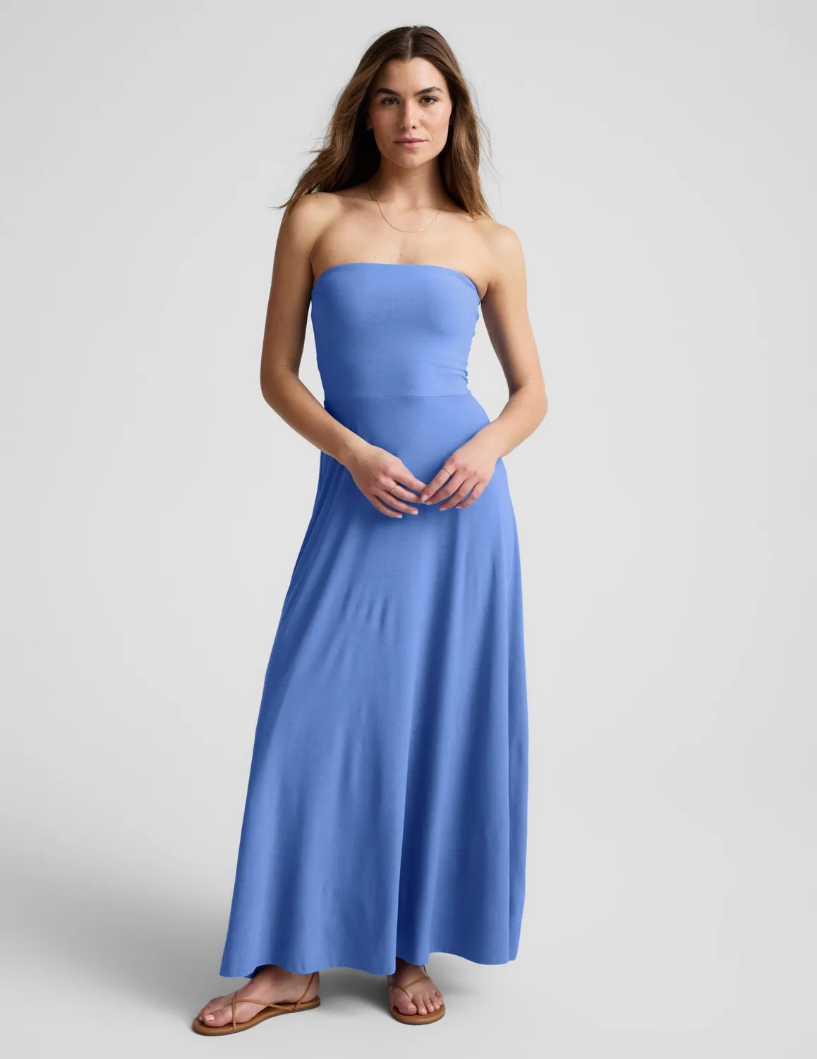 Beyond Yoga Featherweight Strapless Maxi maxiklänning Wild Flower Blue