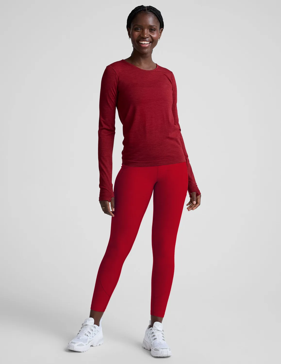 Beyond Yoga LuxeKnit Merino Wool Crewneck ulltröja Ruby Rush tumhål
