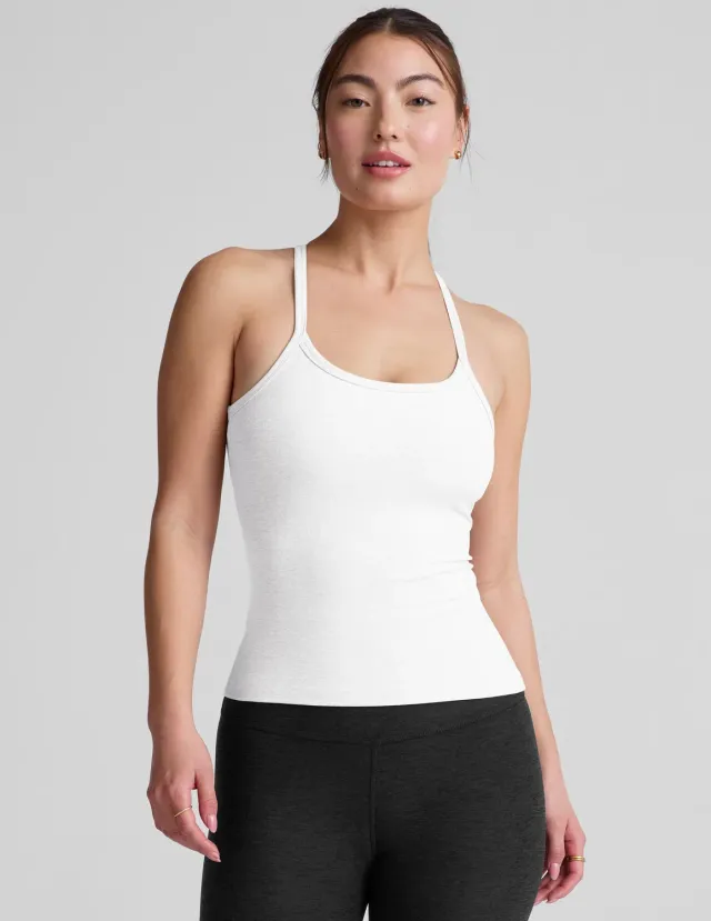 Beyond Yoga Spacedye Slim Racerback Tank linne Cloud White inbyggd bh