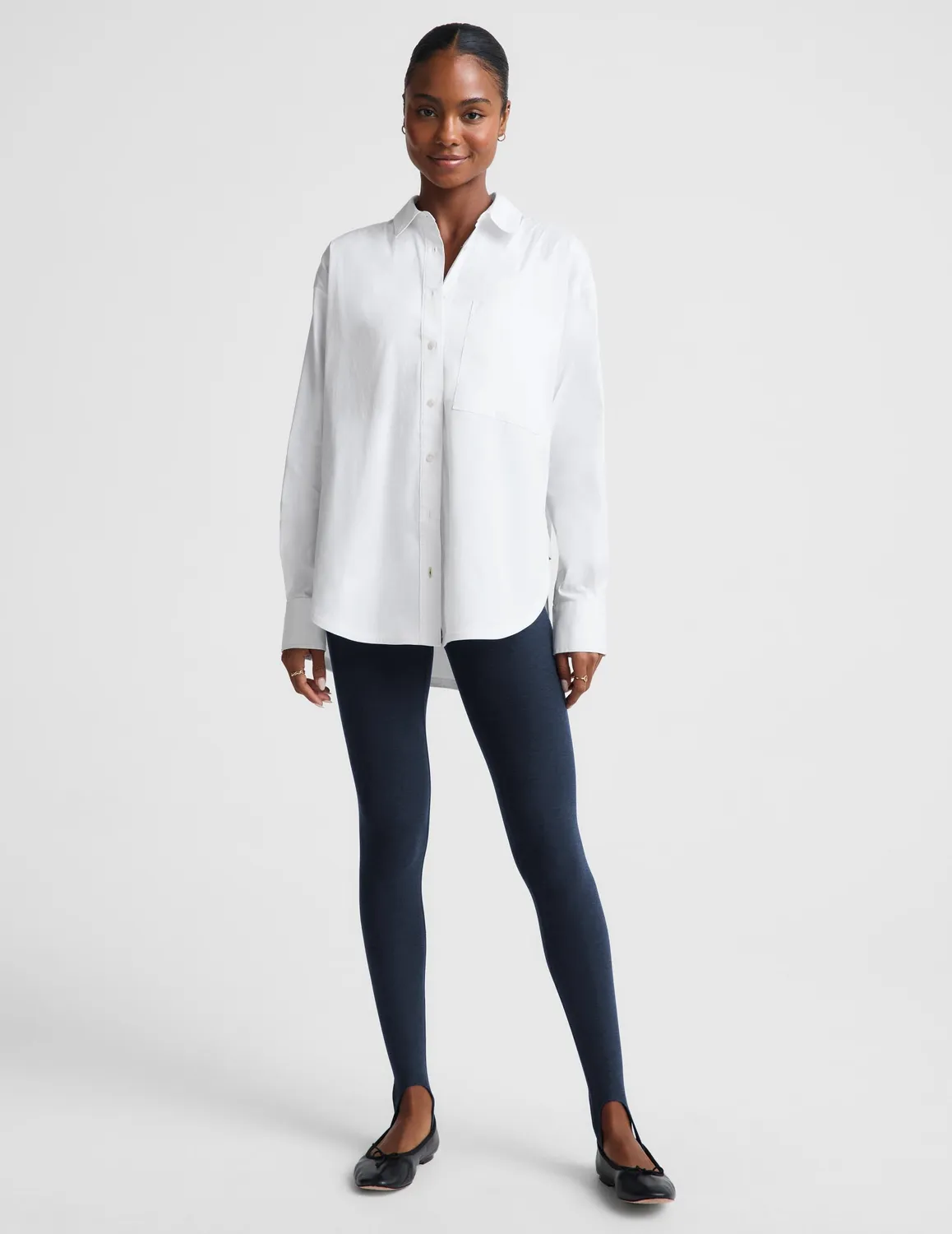 Beyond Yoga Forever Favorite Button Down skjorta vit oversize