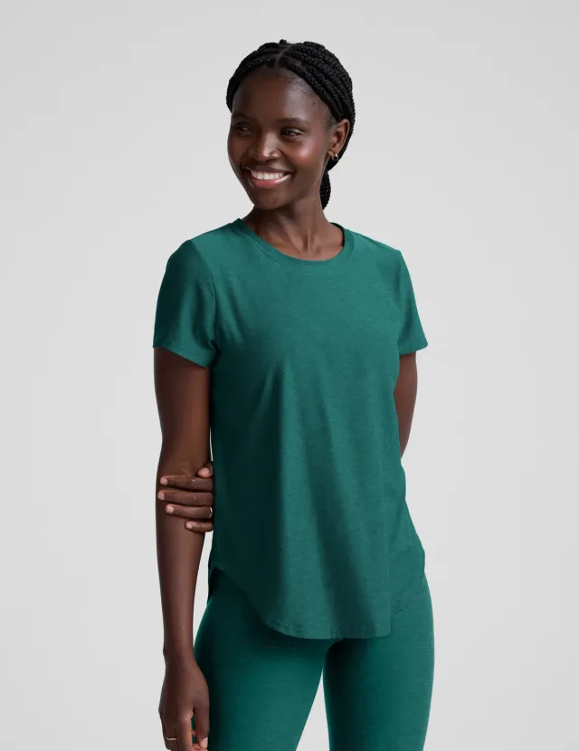 Beyond Yoga Featherweight On The Down Low T-shirt Teal Sea Heather sval