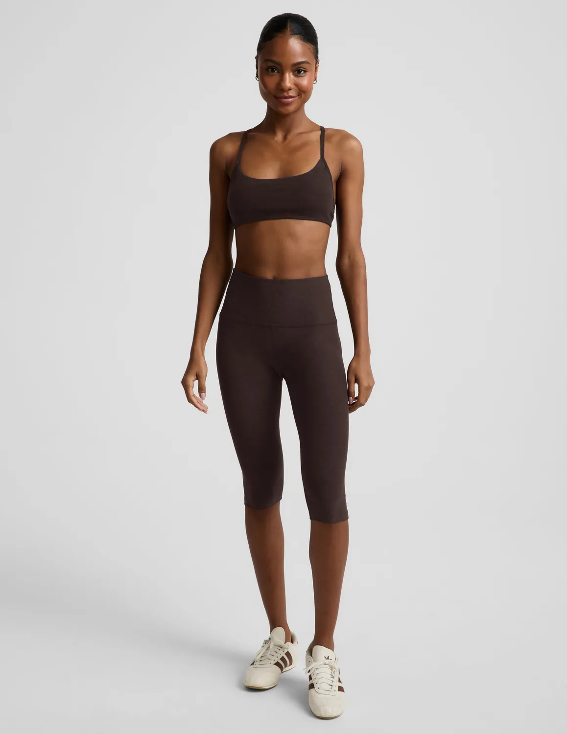 Beyond Yoga Spacedye Minimal Bra sport-bh Dark Chocolate Heather lätt stöd