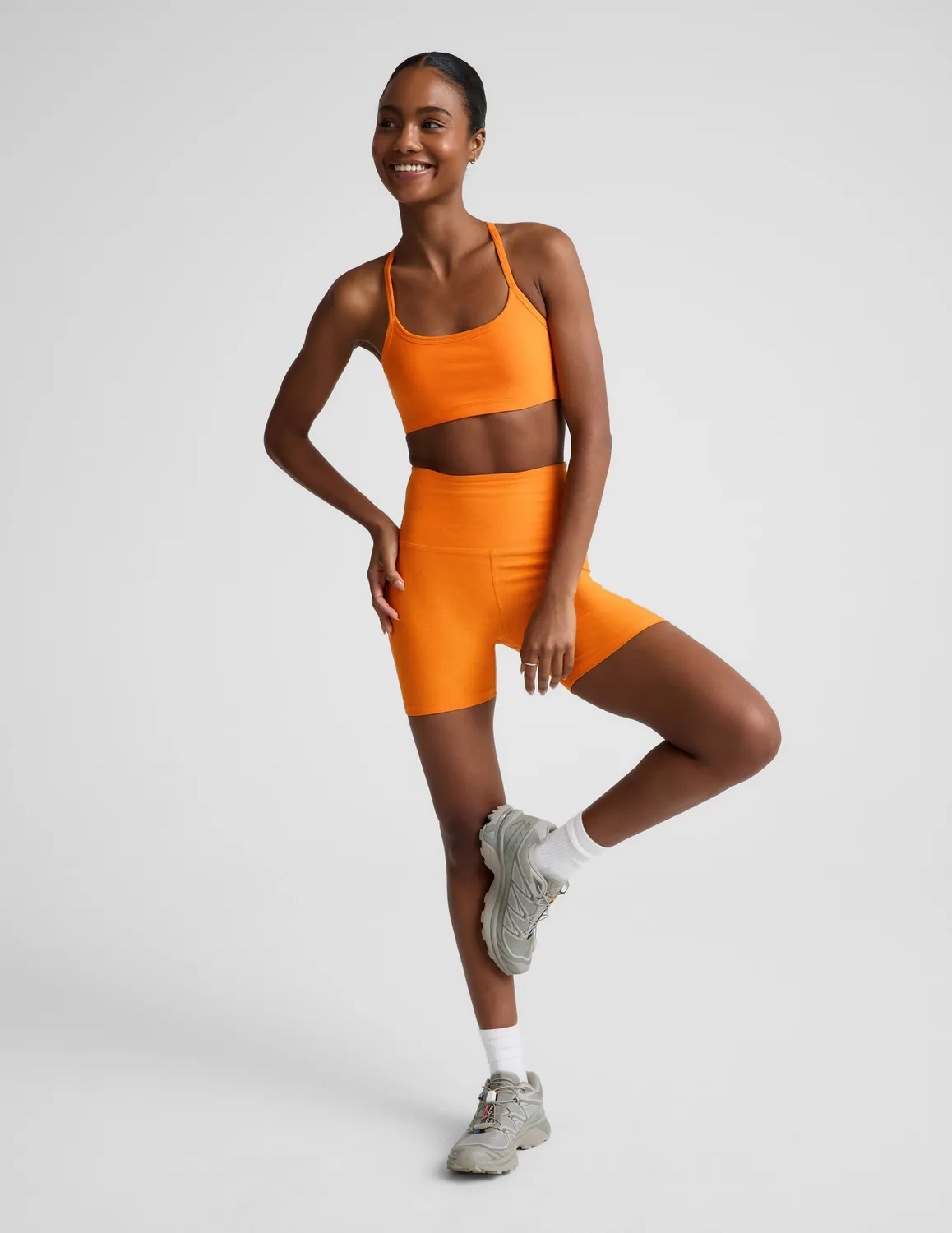 Beyond Yoga Spacedye Keep Pace 5" träningsshorts Bright Citrus orange
