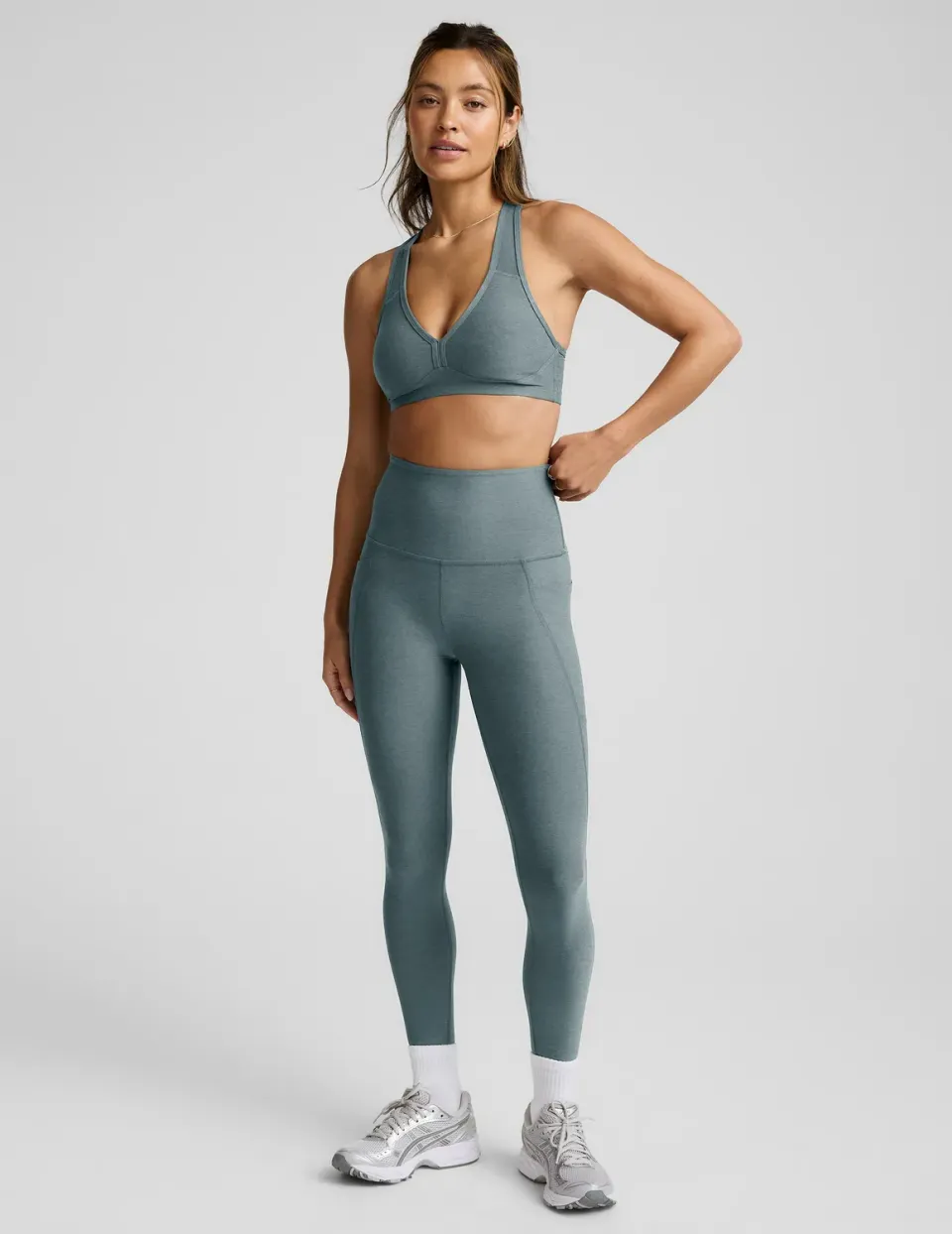 Beyond Yoga Spacedye Out Of Pocket High Waisted Midi leggings stormgrå med fickor