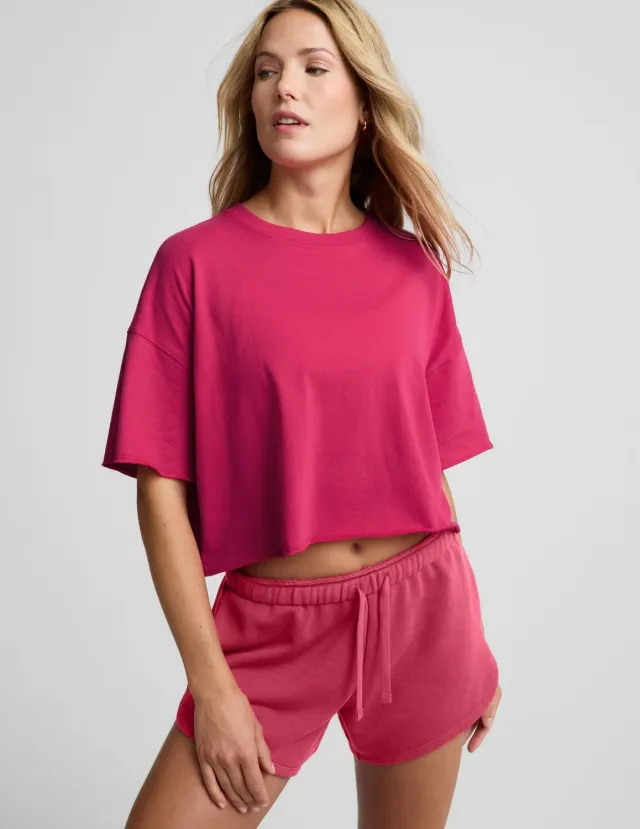 Beyond Yoga SoftKnit Better Than Ever Cropped t-shirt röd bomull
