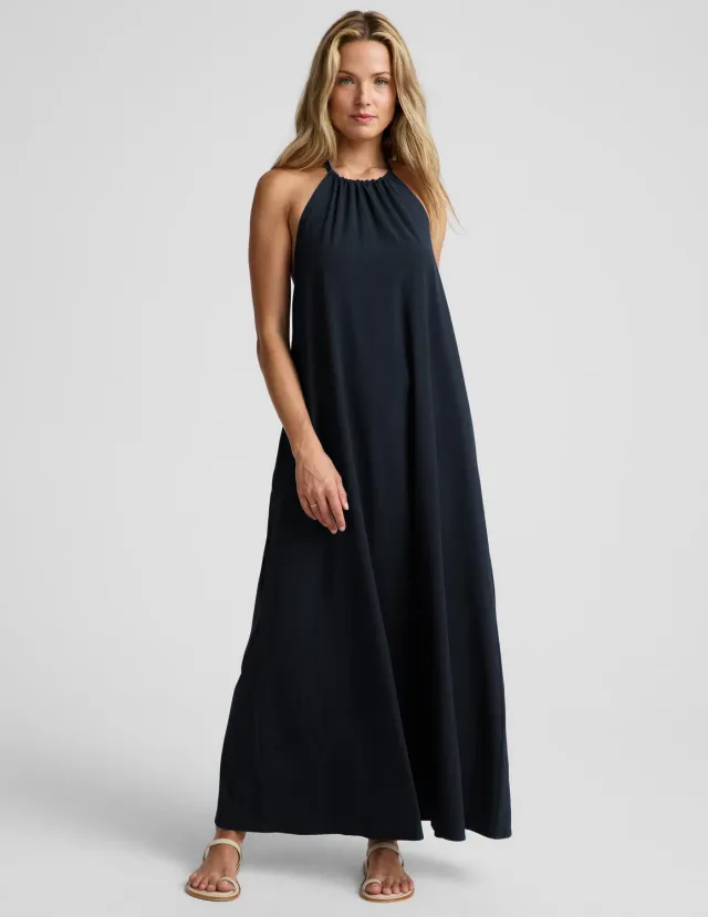 Beyond Yoga Go With The Flow halter maxiklänning Nocturnal Navy stretch