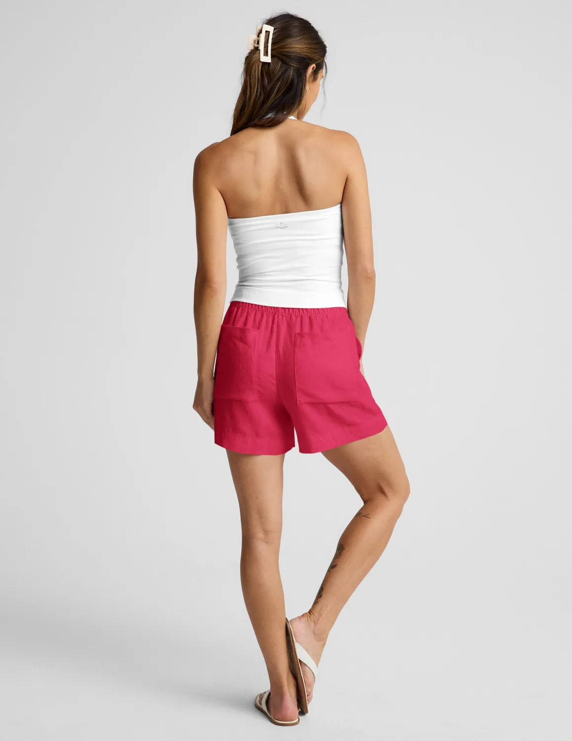 Beyond Yoga SoftWash Linen Easy Short shorts Berry Red sommar