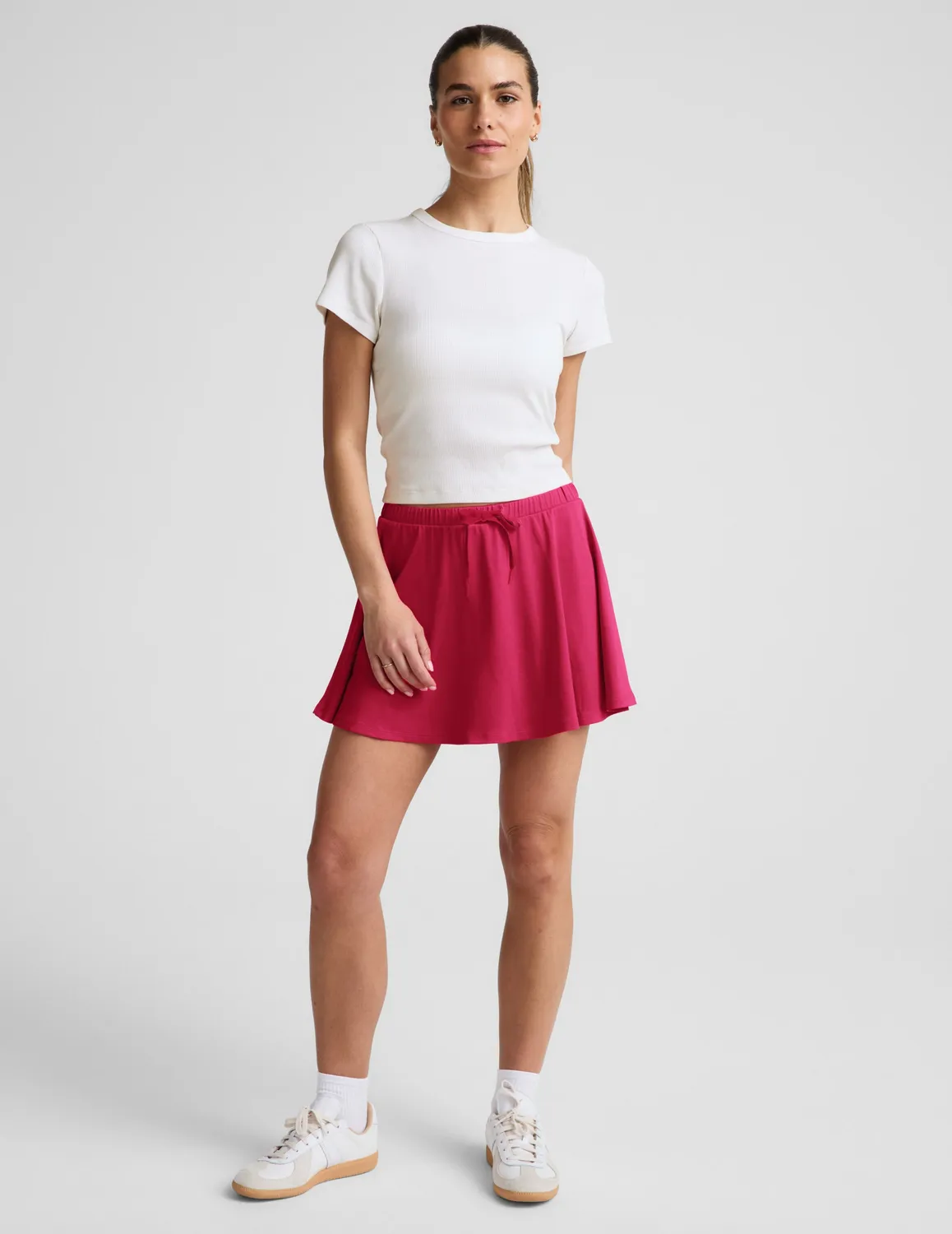 Beyond Yoga On Repeat Rib Baby Tee t-shirt vit croppad
