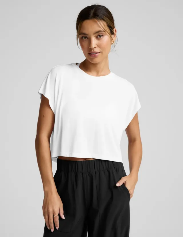 Beyond Yoga Studio Luxe Cropped Tee t-shirt White croppad