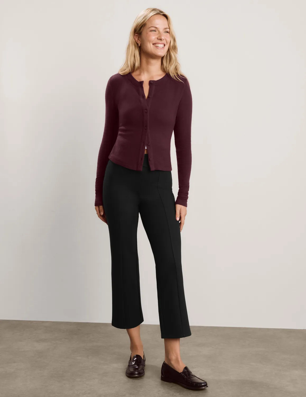 Beyond Yoga LuxeLayer Fitted Cardigan kofta Cabernet figurnära
