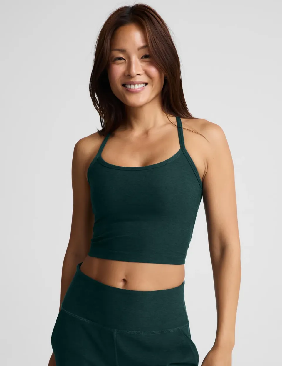Beyond Yoga Spacedye Slim Racerback Cropped Tank linne Dark Ivy med BH