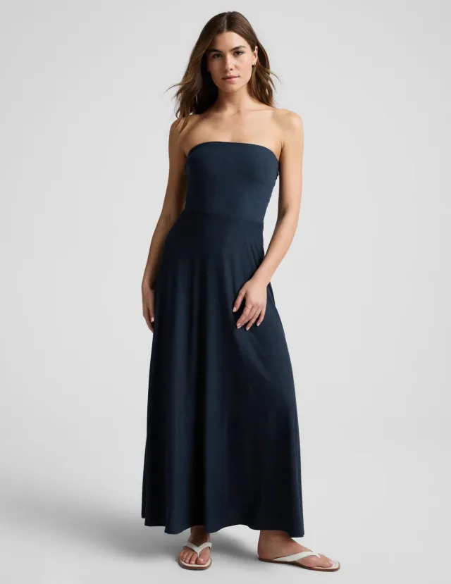 Beyond Yoga Featherweight Strapless Maxi klänning Nocturnal Navy