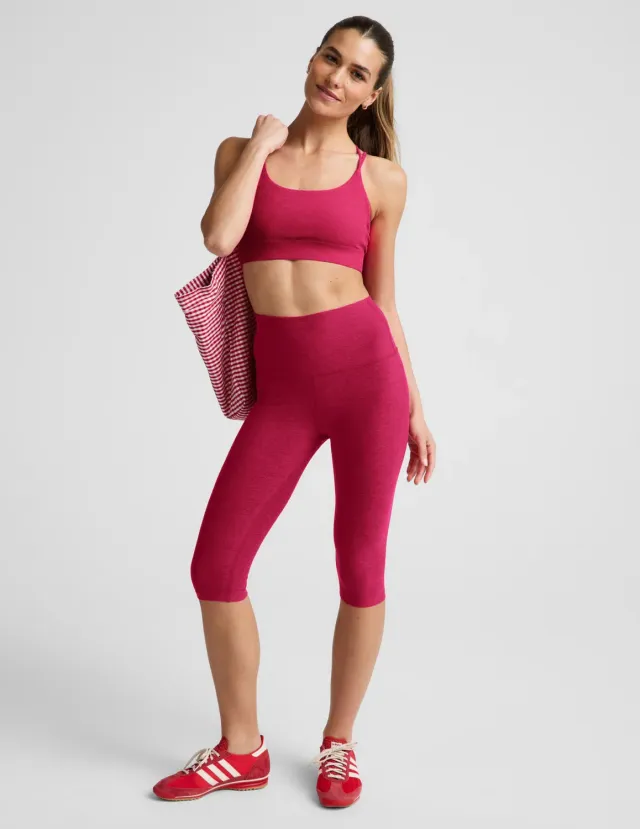 Beyond Yoga Spacedye Pedal Pusher High Waisted leggings Berry Red Heather