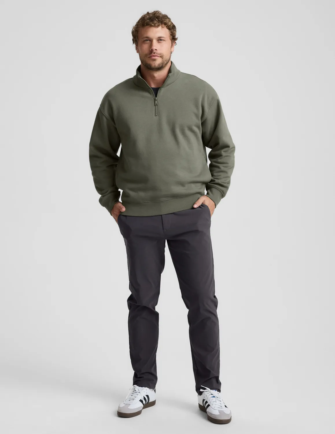 Beyond Yoga LuxeFleece Half Zip pullover Dusk Basil herr