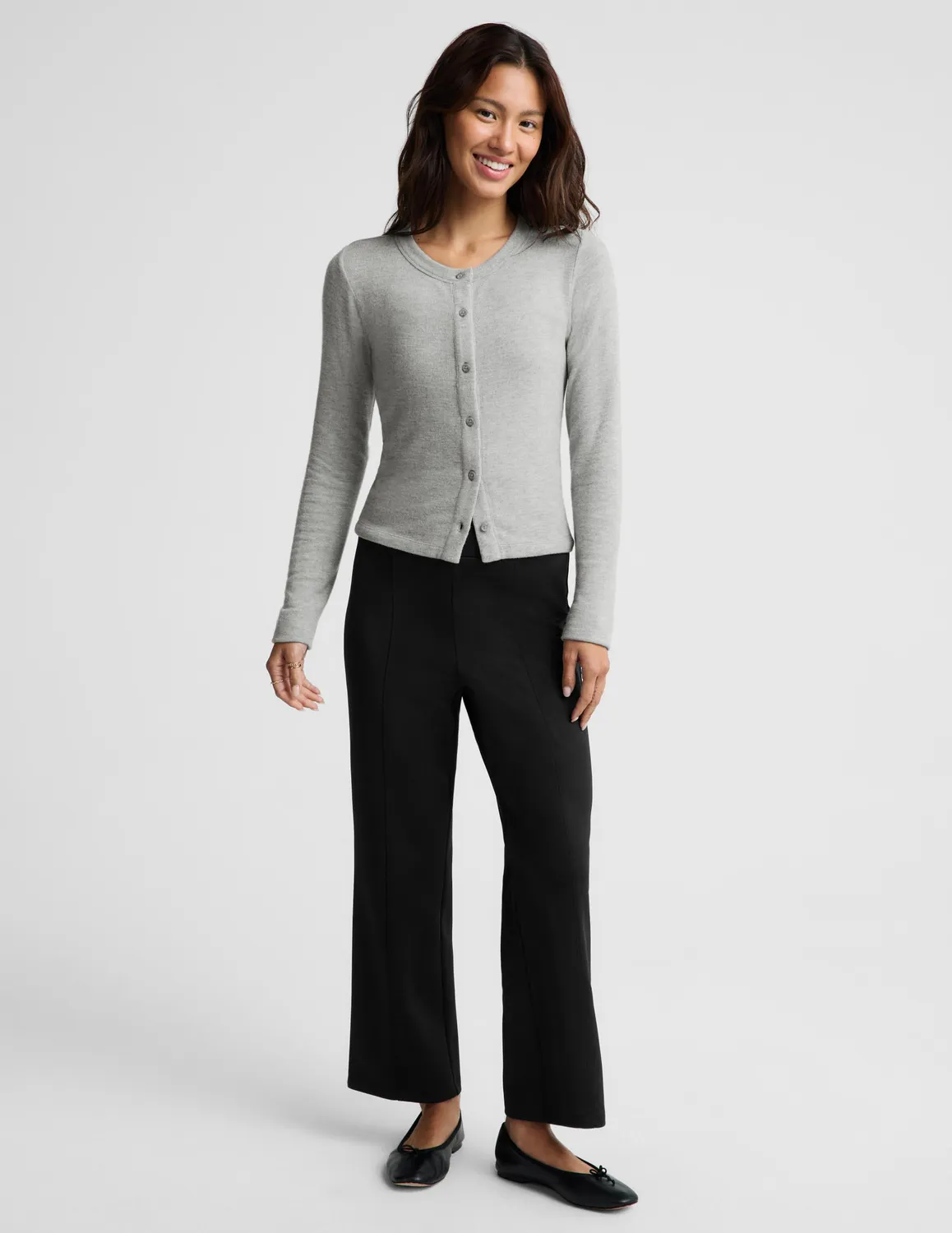 Beyond Yoga LuxeLayer Fitted Cardigan kofta Heather Gray figurnära