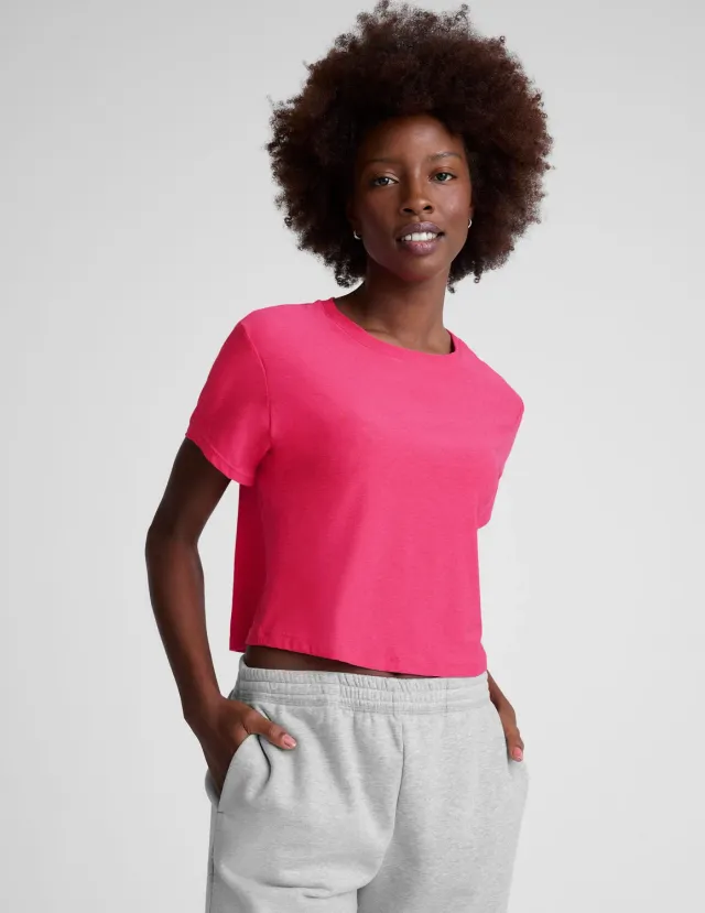 Beyond Yoga Featherweight Supreme Cropped Tee t-shirt Vivid Pink Heather