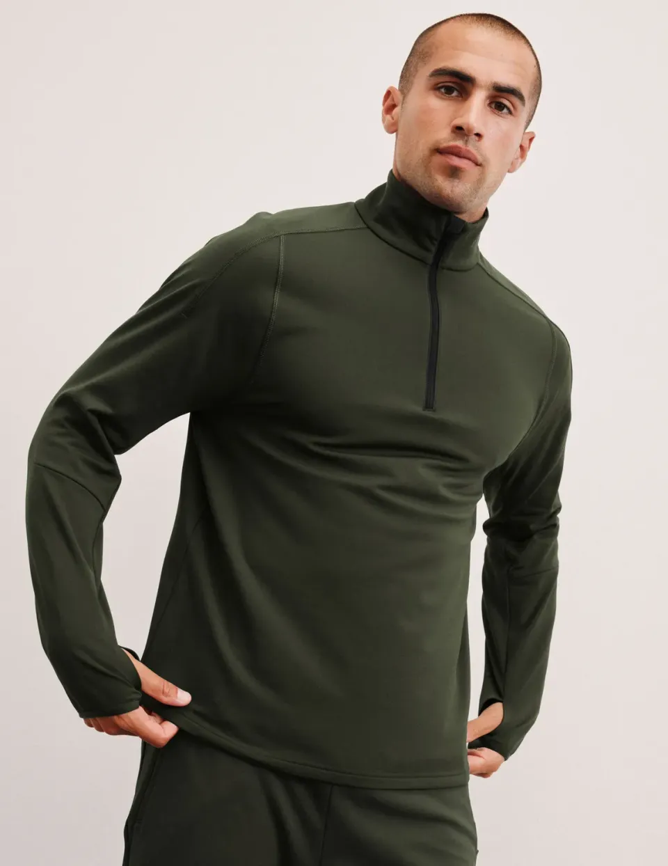 Beyond Yoga Pacer Fleece-Backed Quarter Zip tröja forest moss