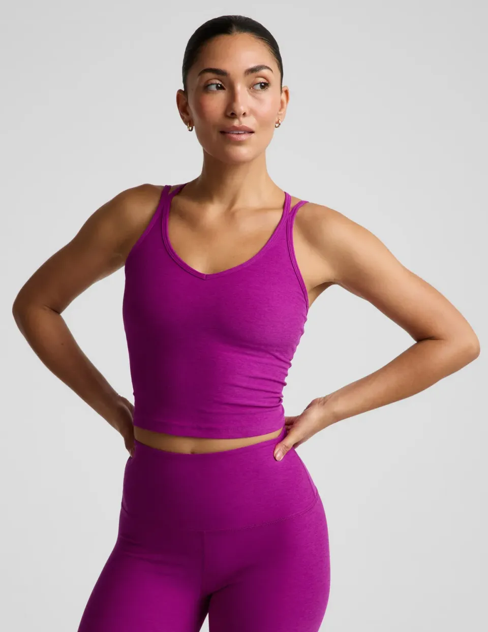 Beyond Yoga Spacedye Get Across träningslinne Berry Bliss bh-topp