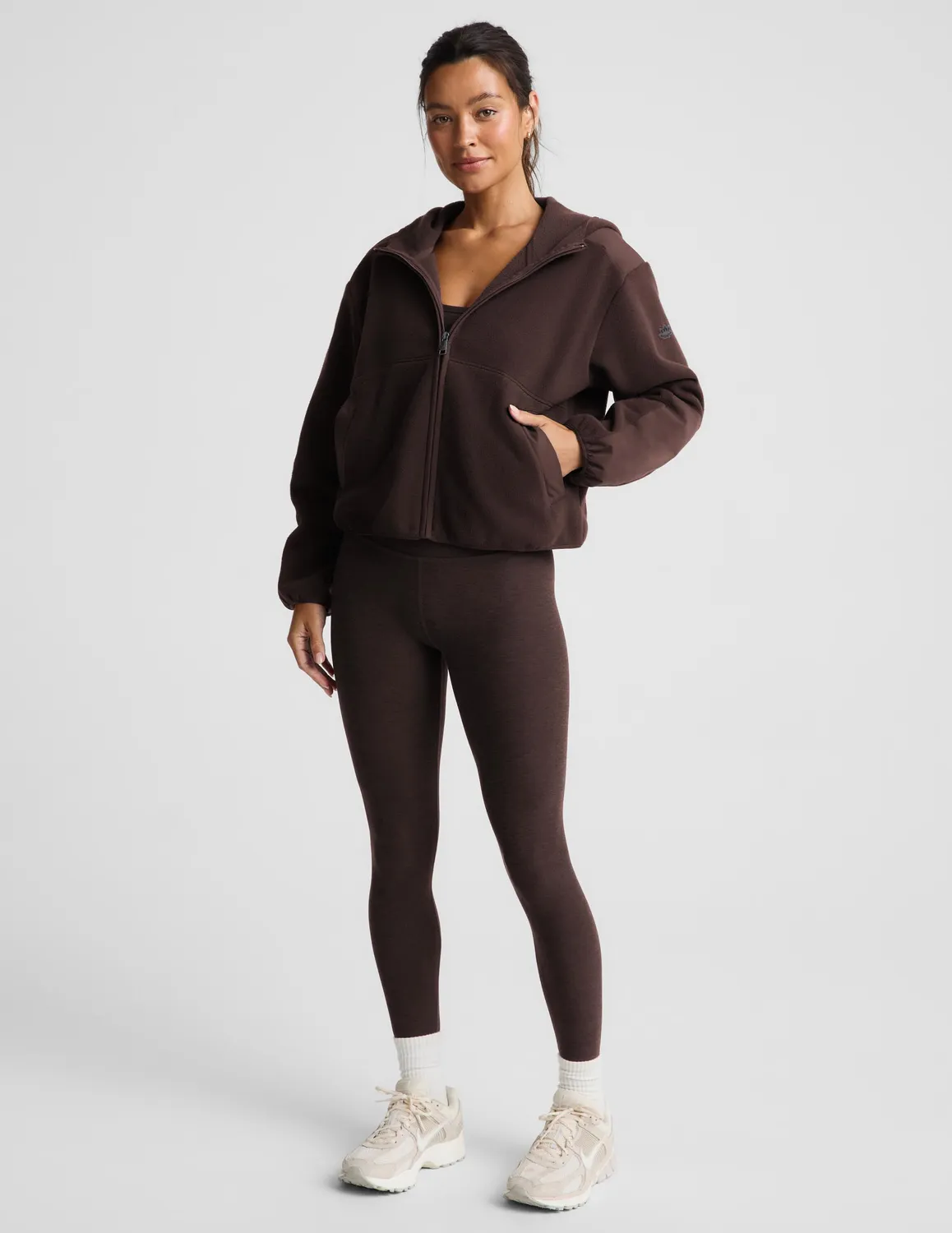 Beyond Yoga PolarFlex Fleece Jacket fleecejacka Dark Chocolate med luva